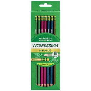 Dixon Ticonderoga #2 Soft Pencil 18/Pk Assorted Metallic Barrels Student School